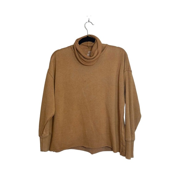 Aerie Mustard Yellow Rib Turtleneck Oversized Pullover Sweatshirt Xsmall Women’s - Picture 2 of 11